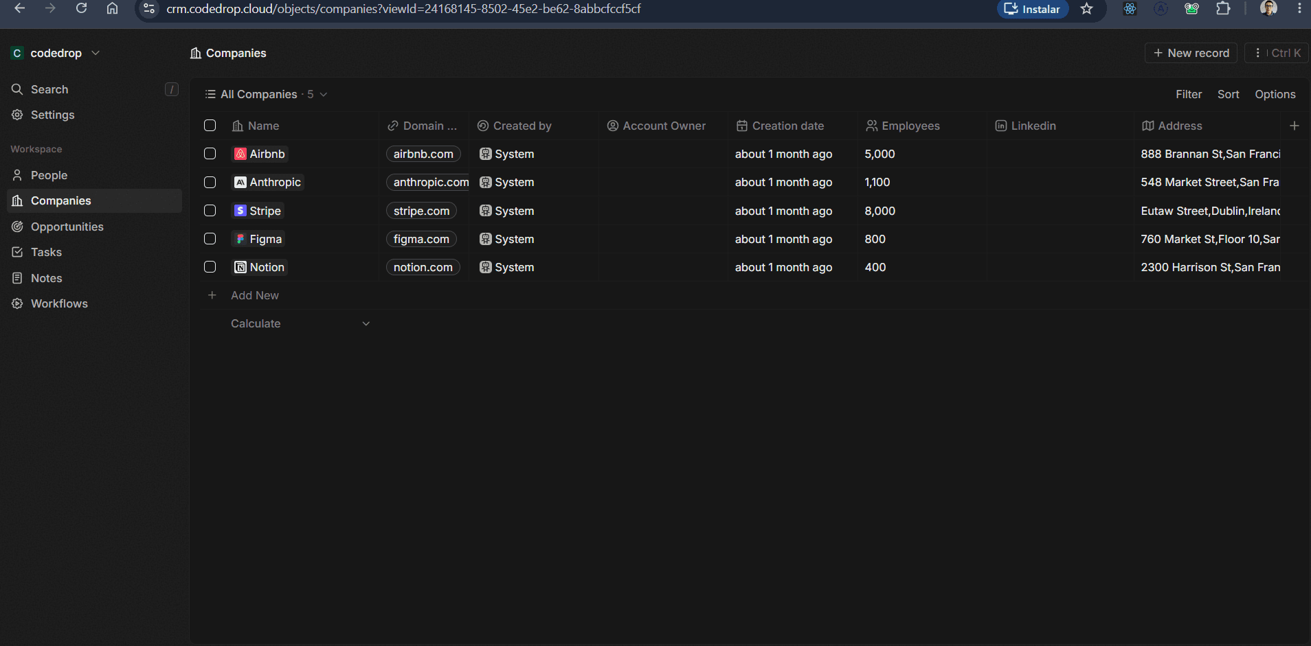 CRM CodeDrop — Gestión de Clientes